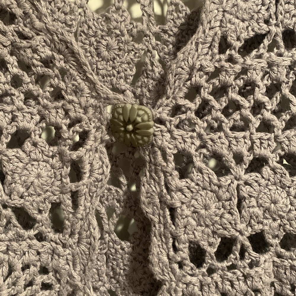 Beautiful Gray Crocheted Cardigan - Picture 3 of 6